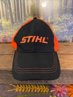 STIHL Black and Orange Logo Baseball Cap